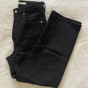 Levi's Ribcage Straight Cropped Ankle Jeans in Black size 24